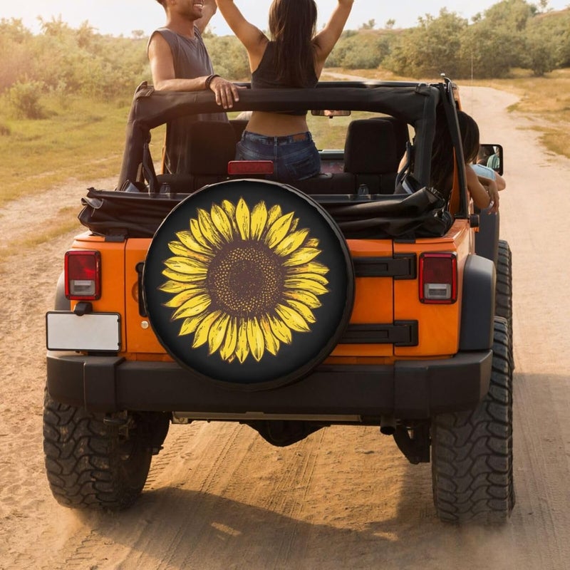 Foruidea Retro Sunflower Spare Tire Cover Dust-Proof Wheel Tire Cover Fit Trailer, RV, SUV and Many Vehicle 14 Inch - Image 4